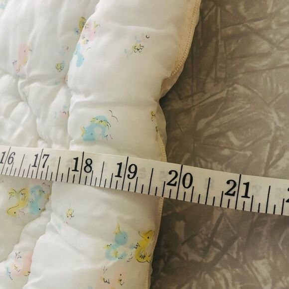 vintage baby blanket white sleeping blanket pastel ducks play mat soft - Picture 12 of 16